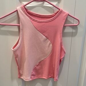 SHEIN Pink Two-Tone Ribbed Crop Tank